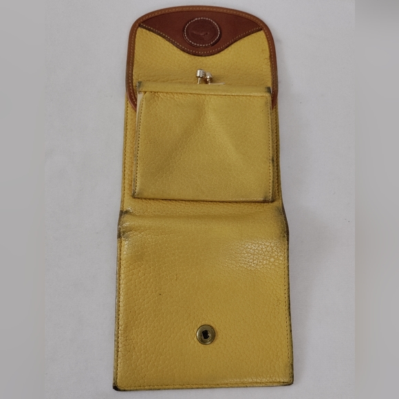 Dooney & Bourke Vintage AWL Mustard & British Tan Trifold Wallet - Picture 7 of 15